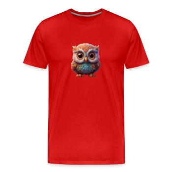 Hibou néon - T-shirt bio Premium Homme - rouge - Devant - Damien (186cm)