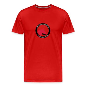 Antifaschistische Einhorn-Aktion - Männer Premium Bio T-Shirt - Rot - Vorne - Damien (186cm)