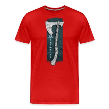 Voie du guerrier : hache et runes celtiques - T-shirt bio Premium Homme - rouge - Devant - Damien (186cm)