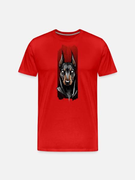 Vigilant Stare: Doberman's Gaze - Men's Premium Organic T-Shirt - red