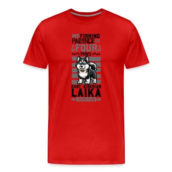 Pêche et laïka de Sibérie orientale - T-shirt bio Premium Homme - rouge - Devant - Damien (186cm)