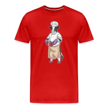 Kuh Koch Kochtopf Kochen - Männer Premium Bio T-Shirt - Rot - Vorne - Damien (186cm)