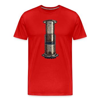 Embroidered Aeropress – Barista-Kaffee (gedruckt) - Männer Premium Bio T-Shirt - Rot - Vorne - Damien (186cm)