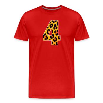 Leopardprint Ziffer 4 Feuerorange - Männer Premium Bio T-Shirt - Rot - Vorne - Damien (186cm)