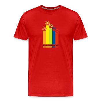 Rainpaw Regenbogen Hundepfote - Hund - Männer Premium Bio T-Shirt - Rot - Vorne - Damien (186cm)