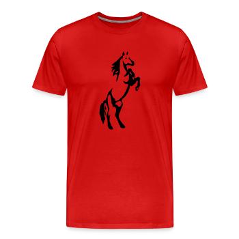 Steigender Hengst - Männer Premium Bio T-Shirt - Rot - Vorne - Damien (186cm)
