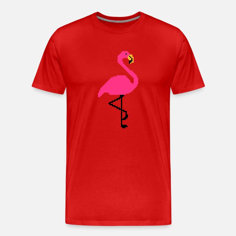 Flamingo PIxel Art - Männer Premium Bio T-Shirt - Rot
