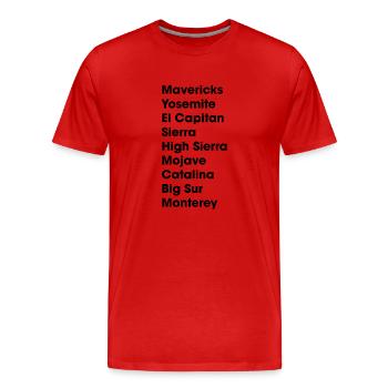 OS - Liste - Computer - Männer Premium Bio T-Shirt - Rot - Vorne - Damien (186cm)