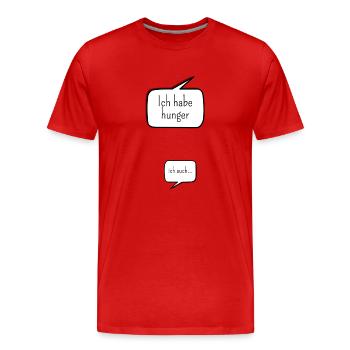 Sprechblasen Mutter und Kind Hunger - Männer Premium Bio T-Shirt - Rot - Vorne - Damien (186cm)