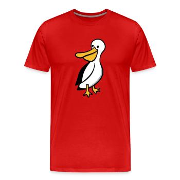 Pellie der Pelikan - Männer Premium Bio T-Shirt - Rot - Vorne - Damien (186cm)