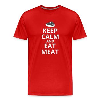 Restez calme et mangez de la viande - T-shirt bio Premium Homme - rouge - Devant - Damien (186cm)