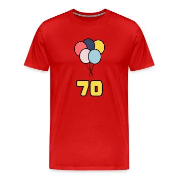 70. 70 ANS. 70e ANNIVERSAIRE. ANNIVERSAIRE 70 ANS. - T-shirt bio Premium Homme - rouge - Devant - Damien (186cm)