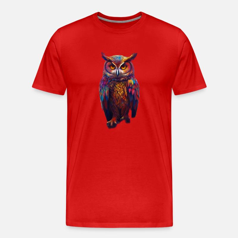 Bunte Eule - Männer Premium Bio T-Shirt - Rot