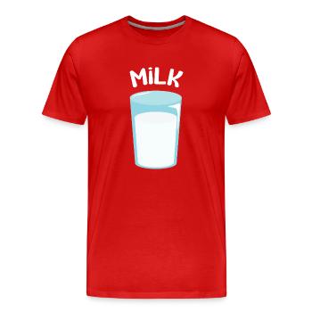 Verre de lait - T-shirt bio Premium Homme - rouge - Devant - Damien (186cm)