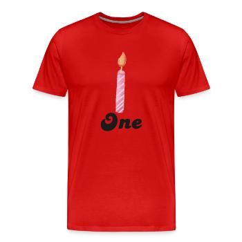 Kerze zum 1. Jahrestag - Männer Premium Bio T-Shirt - Rot - Vorne - Damien (186cm)