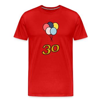 30. 30 YEARS. 30th ANNIVERSARY. 30 YEARS ANNIVERSARY. - Men's Premium Organic T-Shirt - red - Front - Damien (186cm)