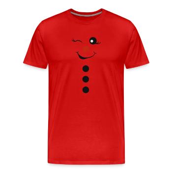 Bonhomme de neige souriant - T-shirt bio Premium Homme - rouge - Devant - Damien (186cm)
