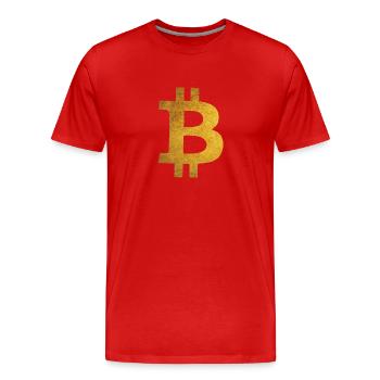 Gold Bitcoin - Männer Premium Bio T-Shirt - Rot - Vorne - Damien (186cm)