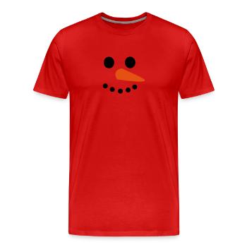 Schneemann Gesicht - Männer Premium Bio T-Shirt - Rot - Vorne - Damien (186cm)