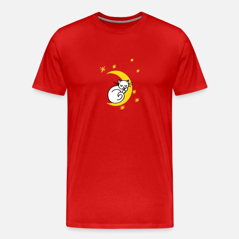 Mondkatze - Männer Premium Bio T-Shirt - Rot