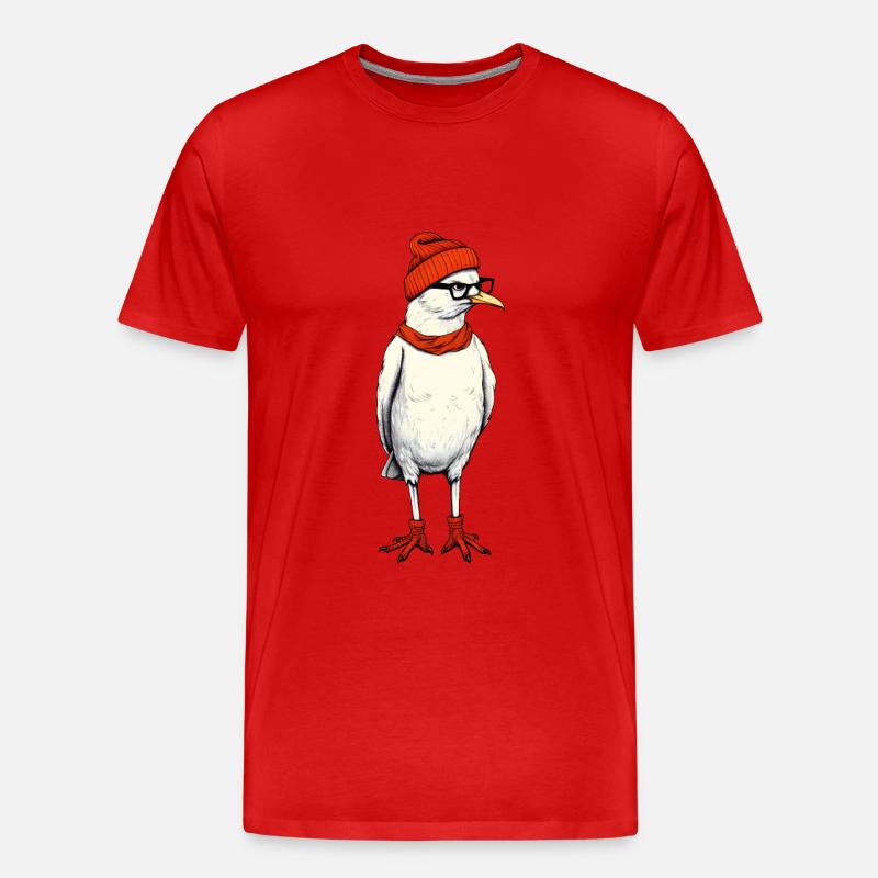 Hipster Möwe - Männer Premium Bio T-Shirt - Rot