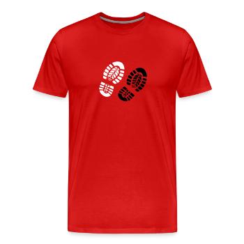 Fußabdruck Stiefel Wanderschuhe 2c - Männer Premium Bio T-Shirt - Rot - Vorne - Damien (186cm)