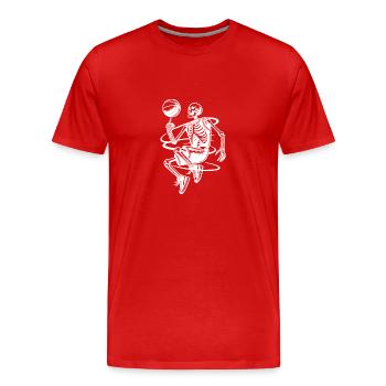 Halloween skeletons playing basketball - Men's Premium Organic T-Shirt - red - Front - Damien (186cm)