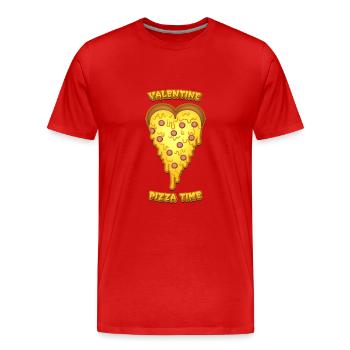 Valentine is pizza time, Pizza geht immer... - Männer Premium Bio T-Shirt - Rot - Vorne - Damien (186cm)