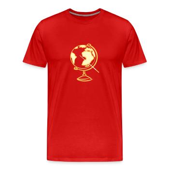 Globus. Geografie. Lehrer / Lehrerin - Männer Premium Bio T-Shirt - Rot - Vorne - Damien (186cm)
