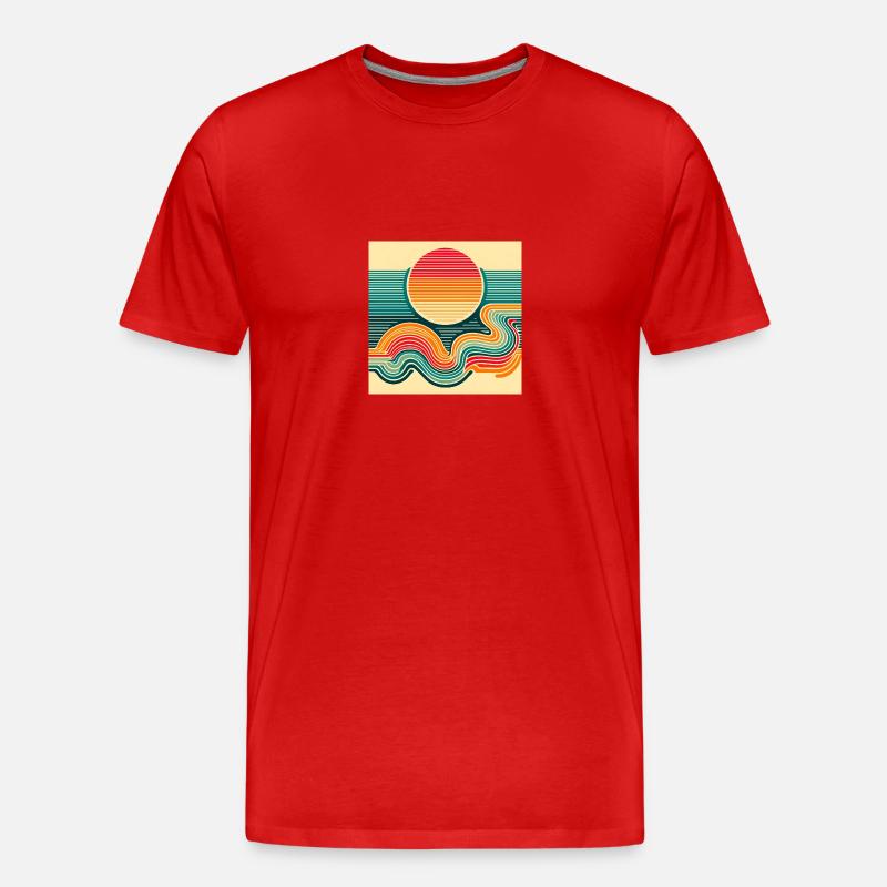 Sunset Retro 2 - Männer Premium Bio T-Shirt - Rot
