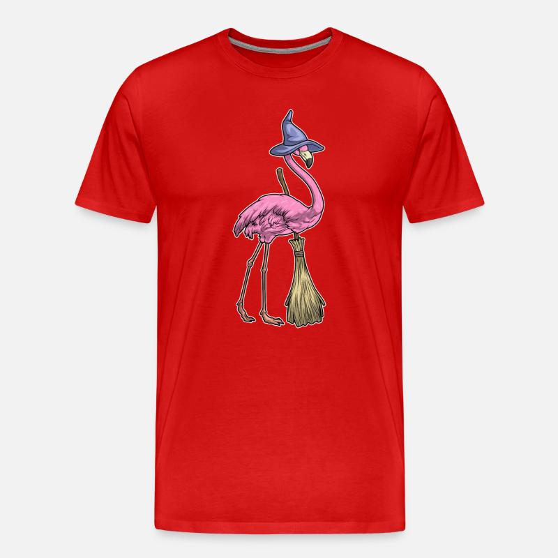 Flamingo Halloween Hexe - Männer Premium Bio T-Shirt - Rot