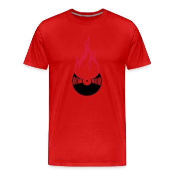 disko club party dj feiern musik tanzen vinyl plat - Männer Premium Bio T-Shirt - Rot - Vorne - Damien (186cm)