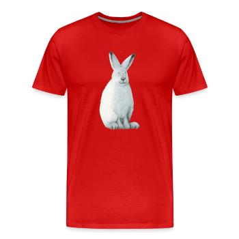 Lièvre arctique - T-shirt bio Premium Homme - rouge - Devant - Damien (186cm)