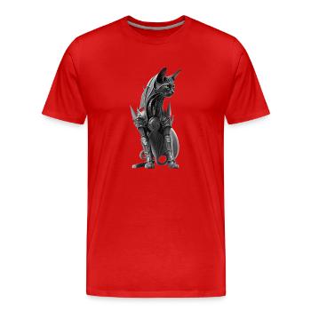 Chat en armure biomécanique - T-shirt bio Premium Homme - rouge - Devant - Damien (186cm)