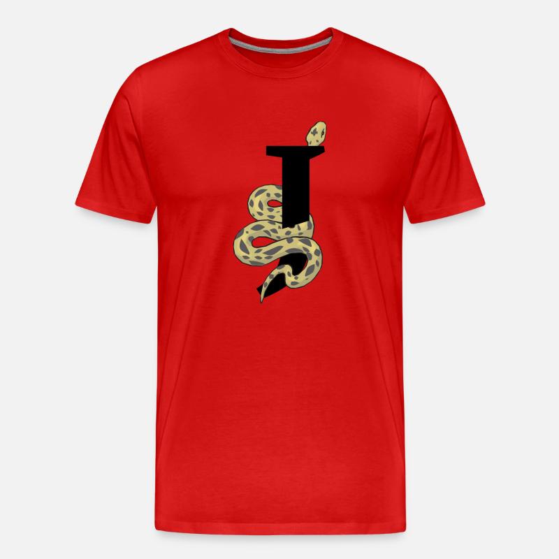 Buchstabe j Schlange - Männer Premium Bio T-Shirt - Rot