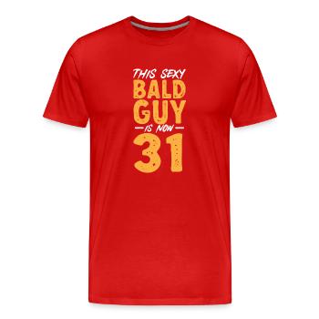 Bald Head Baldness Beard Bald Head - Men's Premium Organic T-Shirt - red - Front - Damien (186cm)