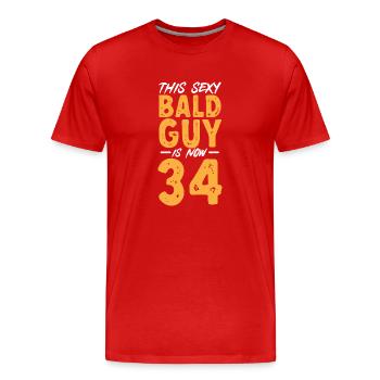 Bald Head Baldness Beard Bald Head - Men's Premium Organic T-Shirt - red - Front - Damien (186cm)