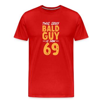 Bald Head Baldness Beard Bald Head - Men's Premium Organic T-Shirt - red - Front - Damien (186cm)