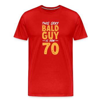 Bald Head Baldness Beard Bald Head - Men's Premium Organic T-Shirt - red - Front - Damien (186cm)