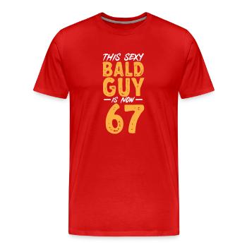 Bald Head Baldness Beard Bald Head - Men's Premium Organic T-Shirt - red - Front - Damien (186cm)