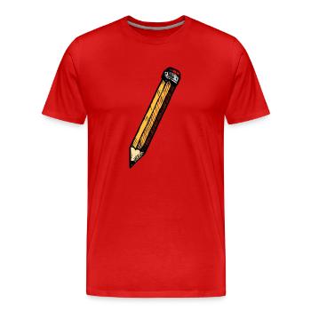Croquis au crayon dessiné à la main - T-shirt bio Premium Homme - rouge - Devant - Damien (186cm)