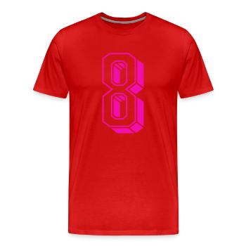 Zahl acht - Nummer 8 pink Mädchen Trikotnummer - Männer Premium Bio T-Shirt - Rot - Vorne - Damien (186cm)