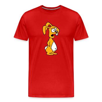 Lapin Horrifié Craintif Désespéré Confus Cool - T-shirt bio Premium Homme - rouge - Devant - Damien (186cm)
