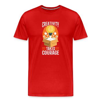 Creativity Takes Courage - Männer Premium Bio T-Shirt - Rot - Vorne - Damien (186cm)