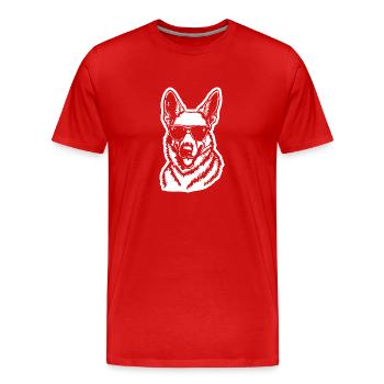 Schäferhund Hund Hundekopf - Männer Premium Bio T-Shirt - Rot - Vorne - Damien (186cm)