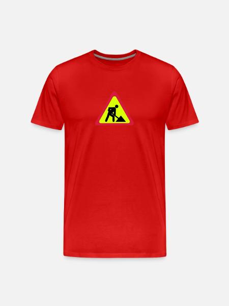 panneau chantier travaux 2303 - T-shirt bio Premium Homme - rouge