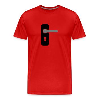 Poignée de porte - T-shirt bio Premium Homme - rouge - Devant - Damien (186cm)