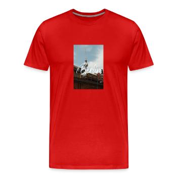 T-Shirt mit "Berlin"-Print - Männer Premium Bio T-Shirt - Rot - Vorne - Damien (186cm)