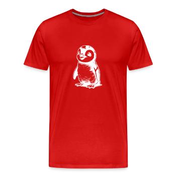 Cute little waddling baby kids penguin - Men's Premium Organic T-Shirt - red - Front - Damien (186cm)