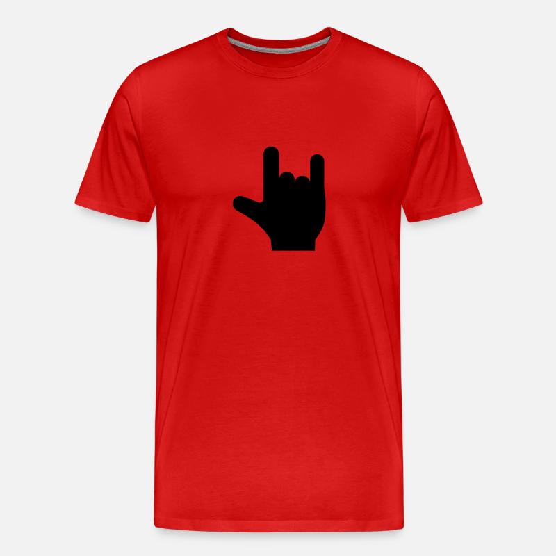 Rock n Roll Hand - Männer Premium Bio T-Shirt - Rot